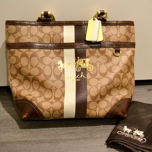 Coach Heritage Signature Stripe Tote Bag